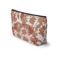 Floral Plaid Accessory Pouch w T-bottom in Red